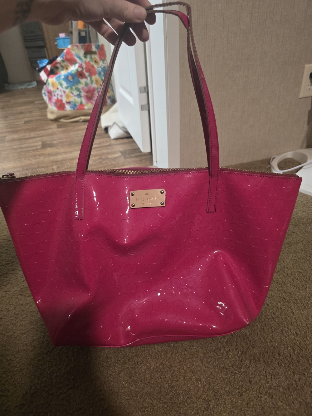 kate spade glossy hot pink patent tote